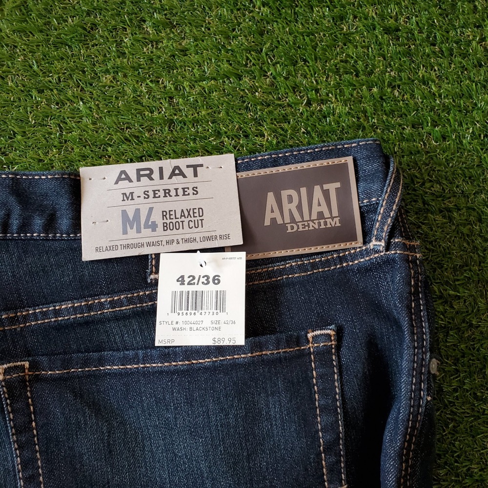 Ariat M4 Relaxed Boot Cut 42/36 Men's Stretch Denim Jeans Blackstone - Picture 6 of 11